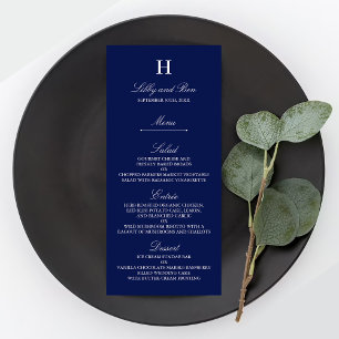 Vorlage für trendy Navy & White Wedding Menüs