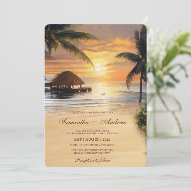 Vorlage für tropische Hochzeiten am Strand (Stehend Vorderseite)