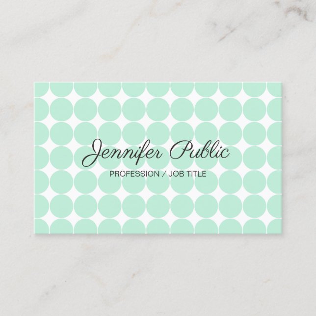 Vorlage für Typografie Elegant Mint Green White Bu Visitenkarte (Vorderseite)