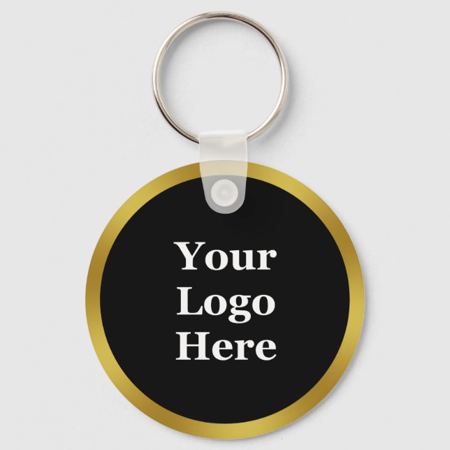 Vorlage für Unternehmen, Schwarz und Gold Ihr Logo Schlüsselanhänger (Vorderseite)