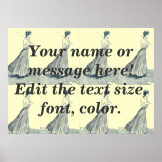 Vorlage für Vintage Frauen-Golf-Mode Poster