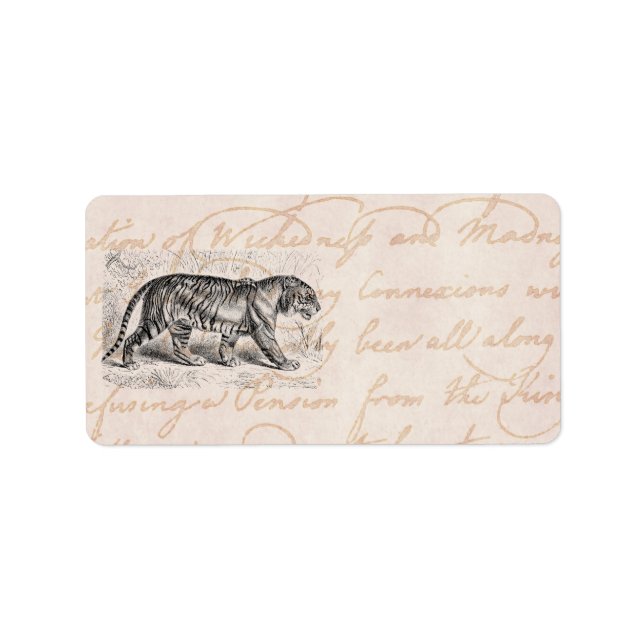 Vorlage für Vintage Tiger-Illustrationen Adressaufkleber (Vorne)