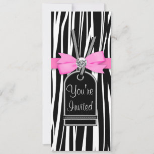 Vorlage für Zebra-Party Einladung in Rosa