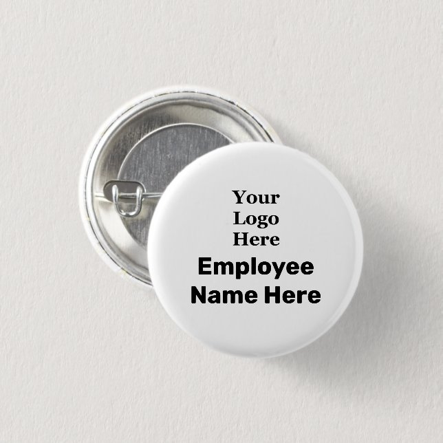 Vorlage Ihres Logos hier und Name des Mitarbeiters Button (Vorne & Hinten)