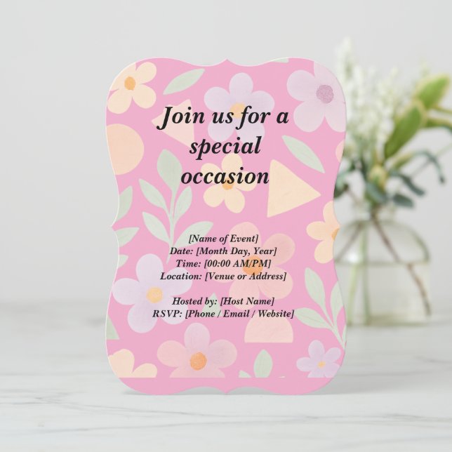 Vorlage mit Einladungskarte Sweet Pastel Floral Ca (Stehend Vorderseite)