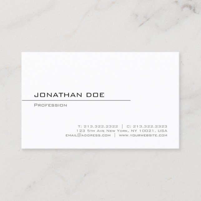 Vorlage Modernes Minimalistisches Berufliches Eleg Visitenkarte (Vorderseite)