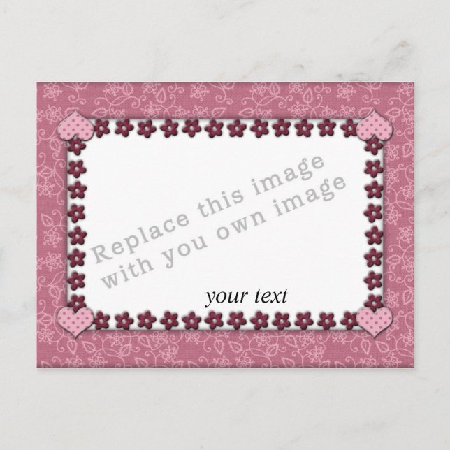 Vorlage - rosa Herzdesign Postkarte (Vorderseite)