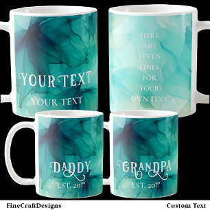 Vorlage Tealgrün Aquarell Benutzerdefinierter Name Kaffeetasse