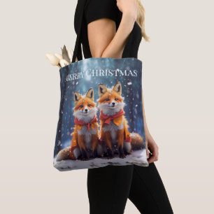 Vorlage Tragetasche Süße Füchse in einem schneebed Tasche