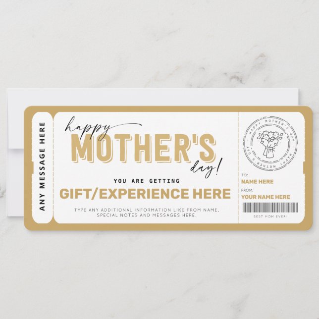 Vorlage zum Geschenkgutschein für Mutter Tage (Vorderseite)