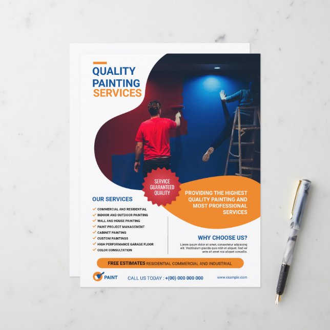 Vorlage zum Zeichnen von Service Flyer (Vorderseite/Rückseite Beispiel)