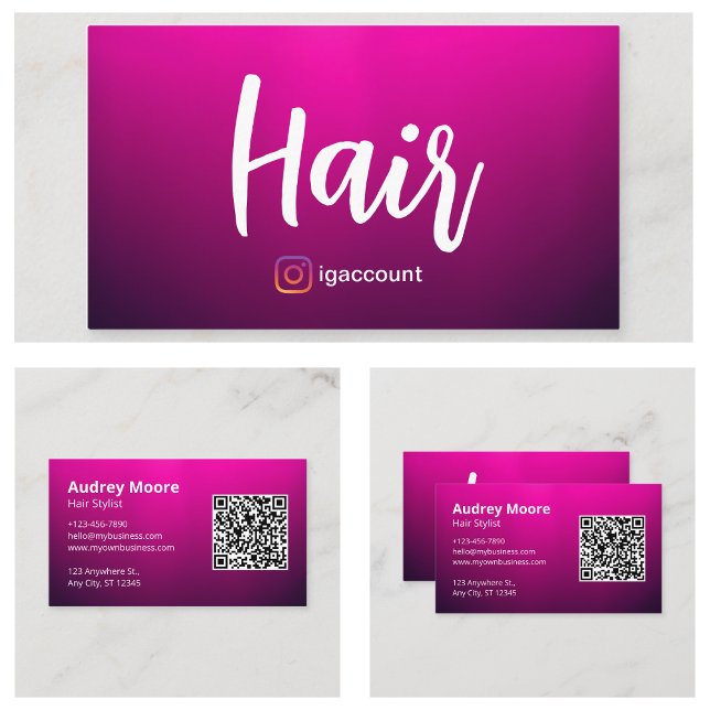 Vorlagen des beruflichen Haarstylist QR Code Visitenkarte (Professional Hair Stylist QR Code Templates Business Card
)