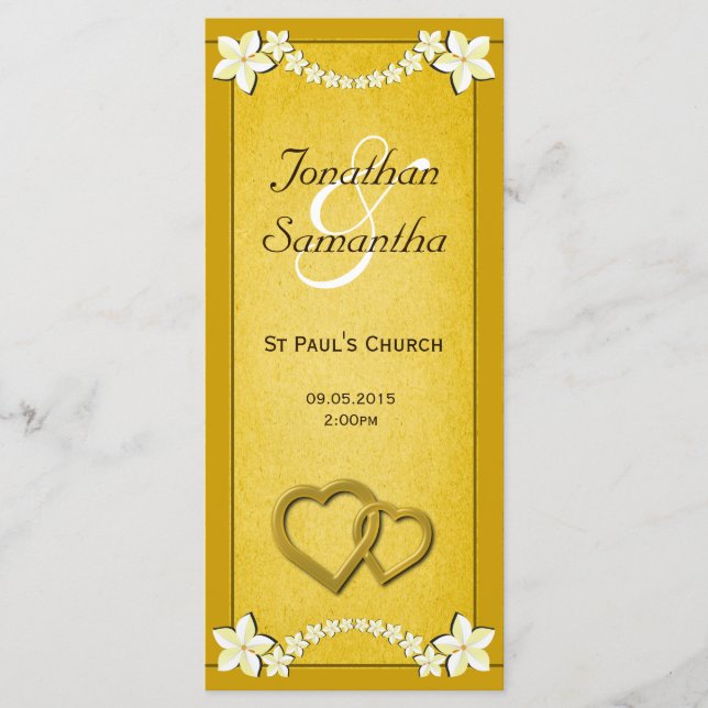 Vorlagen des Rustic Gold Floral Wedding Programms (Vorderseite)