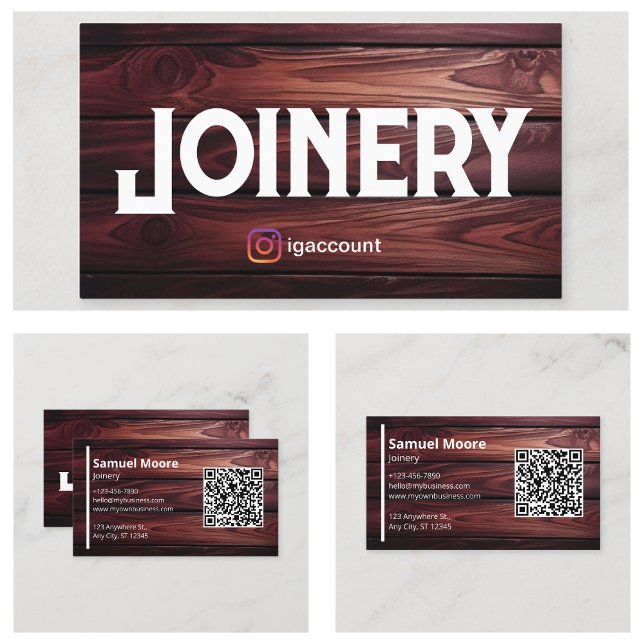 Vorlagen Design Holzarbeiter QR-Code Visitenkarte (Joinery Templates Design Woodworkers QR Code Business Card
)