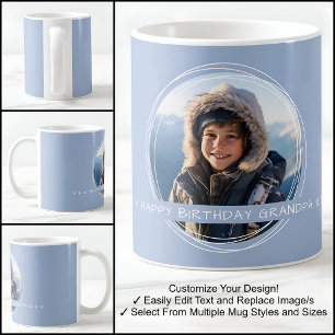 Vorlagen-Foto-Nachricht Andenken Opa Blau C410 Kaffeetasse