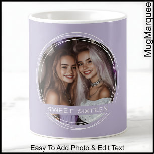 Vorlagen-Foto-Nachricht Andenken Sechzehn Flieder Kaffeetasse