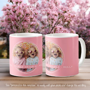 Vorlagen-Foto-Nachricht Andenken Zwillinge Rosa C5 Kaffeetasse