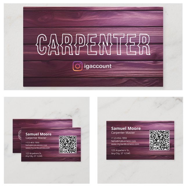 Vorlagen für Holzbauelemente Visitenkarte (Carpenter Master Design Wood Templates Business Card
)