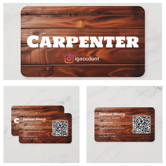 Vorlagen QR-Code-Carpenter Rustikaler Look Visitenkarte (Templates QR Code Carpenter Rustic Look Business Card
)