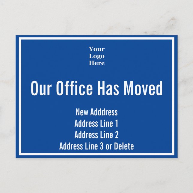 Vorlagenblau und Weiß-Office-Ankündigung Postkarte (Vorderseite)