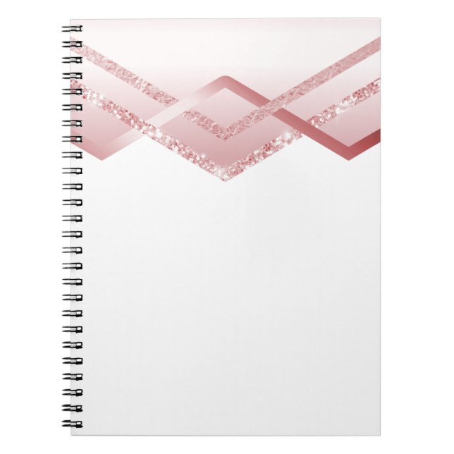VORLAGENDER Rosegold-Glitzer-Streifenbild Notizblock (Vorderseite)