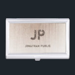 VorlagenElegant für den benutzerdefinierten Holzsc Visitenkarten Dose<br><div class="desc">Benutzerdefinierte Holzaussehen Monogramm Vorlage Distressed Text Name Elegant Personalisierten Beruflichen Visitenkartenhalter.</div>