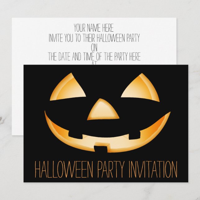 Vorlagenfertige Halloween-Party-Einladungskarte Einladung (Vorne/Hinten)