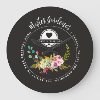 Vorlagengärtner, im Garten arbeitengeschenke. Große Wanduhr