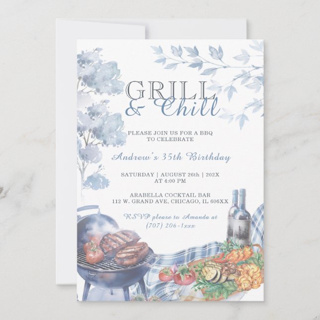 Vorlagenideen für Grill und Chill Birthday Party Einladung (Vorderseite)