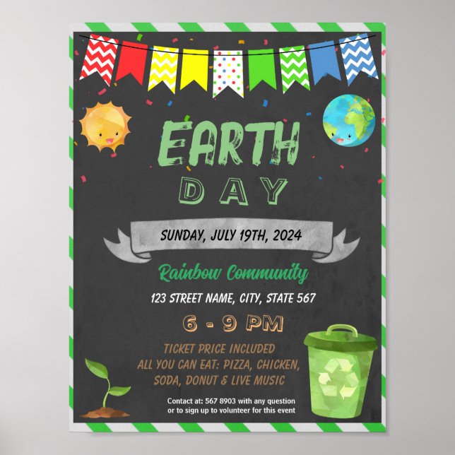 Vorlagenvorlage zum Earth Day School-Ereignis Poster (Vorne)