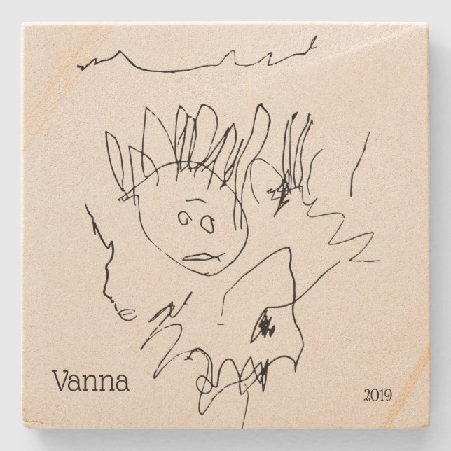 Vorlagenzuwachs für Kinder Zeichnend Steinuntersetzer (Vorderseite)