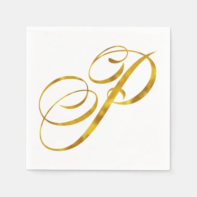 Vorläufige Monogramm P-Imitate Gold Foil Monogramm Serviette (Vorderseite)