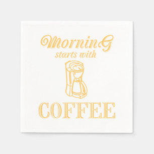 Vormittag beginnt mit Kaffee Serviette