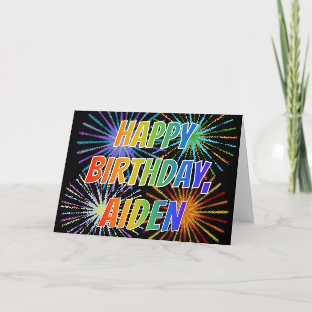 Vorname "AIDEN" Fun "HAPPY BIRTHDAY" Karte (Vorderseite)