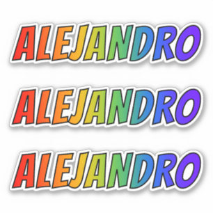 Vorname "ALEJANDRO" mit Spaß-Regenbogen-Farbton Aufkleber