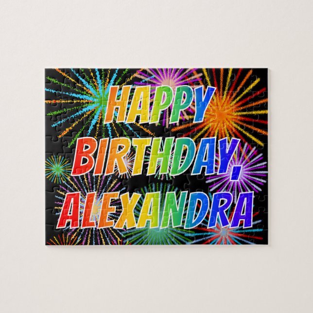 Vorname "ALEXANDRA", Fun "HAPPY BIRTHDAY" (Horizontal)
