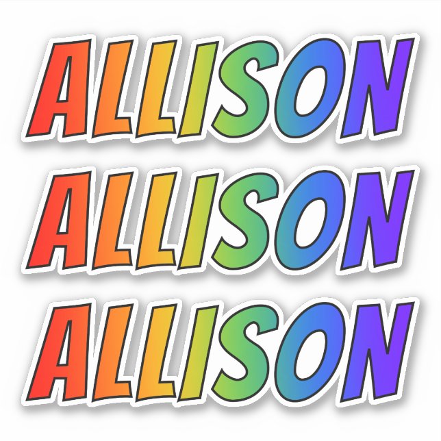 Vorname "ALLISON" mit/ Fun Rainbow Coloring Aufkleber (Vorderseite)