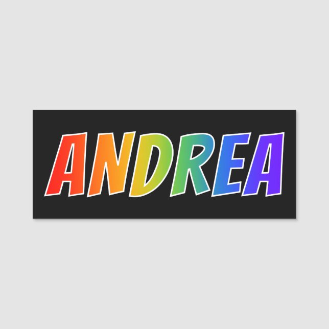 Vorname "ANDREA": Spaß-Regenbogen-Farbton Namensschild (Vorderseite)