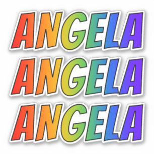 Vorname "ANGELA" mit Spaß-Regenbogen-Farbton Aufkleber