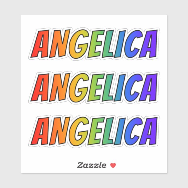 Vorname "ANGELICA" mit/ Fun Rainbow Coloring Aufkleber (Blatt)