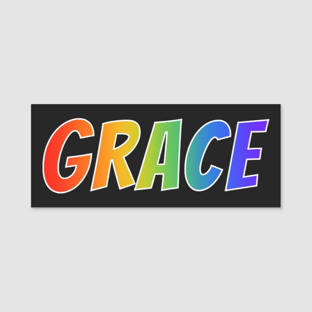Vorname "ANMUT": Spaß-Regenbogen-Farbton Namensschild (Vorderseite)