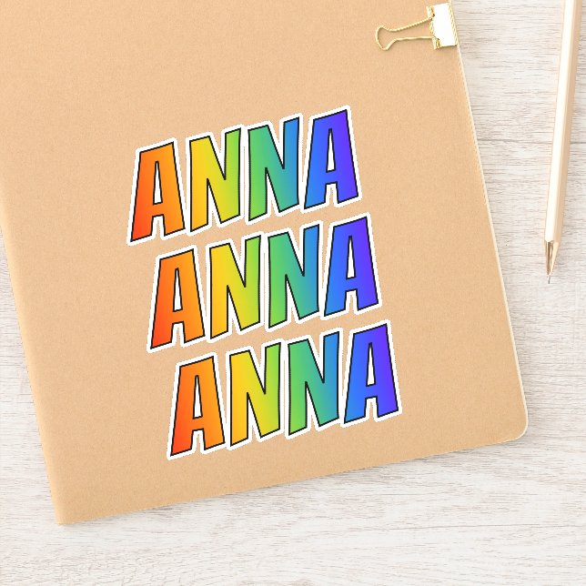 Vorname "ANNA" mit/ Fun Rainbow Coloring Aufkleber (Notizbuch)