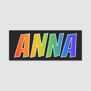 Vorname "ANNA": Spaß-Regenbogen-Farbton Namensschild