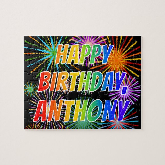 Vorname "ANTHONY", Fun "HAPPY BIRTHDAY" (Horizontal)