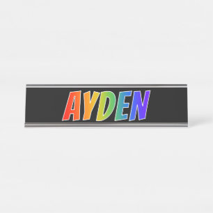 Vorname "AYDEN": Fun-Regenbogenfarben Schreibtischnamensplakette