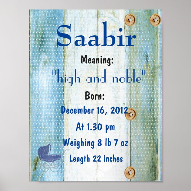 Vorname bedeutet Keepake-Kinderzimmer Poster (Vorne)