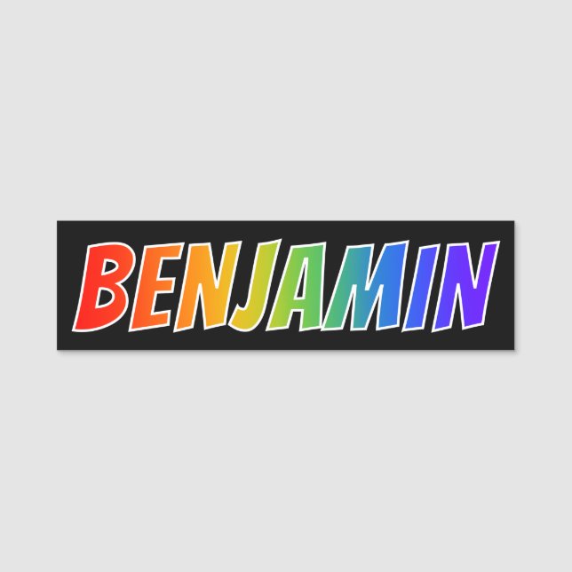 Vorname "BENJAMIN": Spaß-Regenbogen-Farbton Namensschild (Vorderseite)