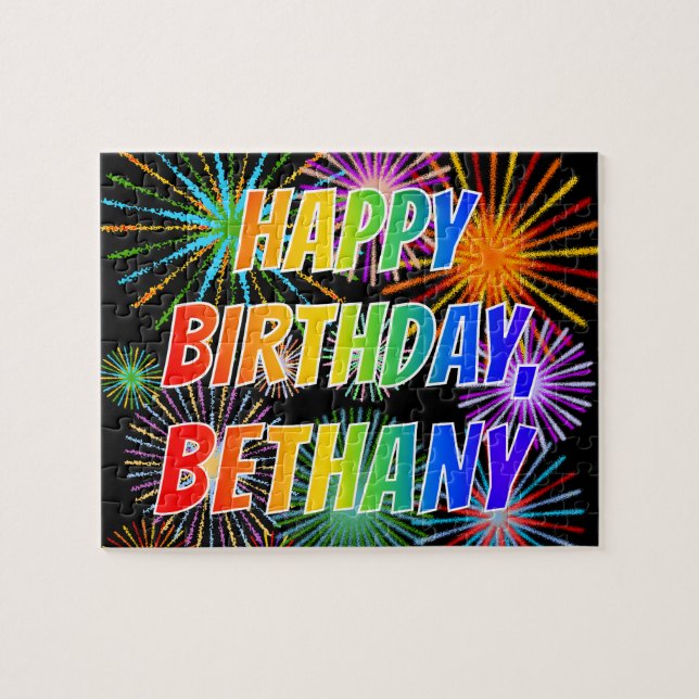 Vorname "BETHANY", Fun "HAPPY BIRTHDAY" (Horizontal)