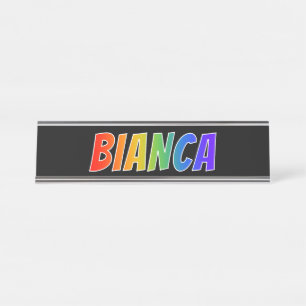 Vorname "BIANCA": Spaß-Regenbogen-Farbton Schreibtischnamensplakette
