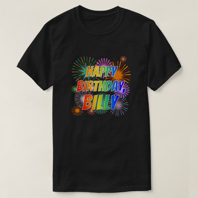 Vorname "BILLY", Fun "HAPPY BIRTHDAY" T-Shirt (Design vorne)